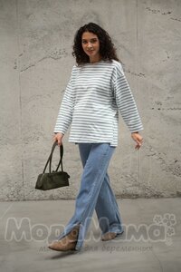 мм116-636109-Джемпер для беременных, Полынь/полоска