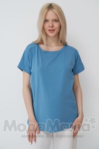 мм107-011202-Футболка для беременных и кормящих, Серо-голубой
