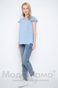 мм326-601551-Блузка для беременных и кормящих, Голубой