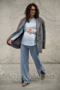 мм112-631102-Лонгслив для беременных и кормящих, Голуб/полос