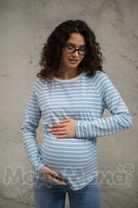 мм112-631102-Лонгслив для беременных и кормящих, Голуб/полос