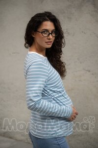 мм112-631102-Лонгслив для беременных и кормящих, Голуб/полос