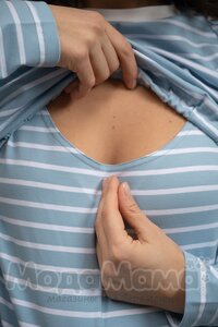 мм112-631102-Лонгслив для беременных и кормящих, Голуб/полос