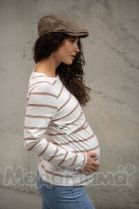 мм112-631102-Лонгслив для беременных и кормящих, Латте/полоска