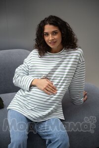 мм116-636109-Джемпер для беременных, Полынь/полоска