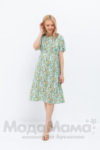 Платье для беременных и кормящих, Мята/цветы