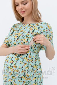 мм529-101251-Платье для беременных и кормящих, Мята/цветы