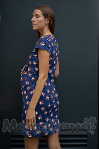 мм505-101202-Платье для беременных и кормящих, Т.синий/принт