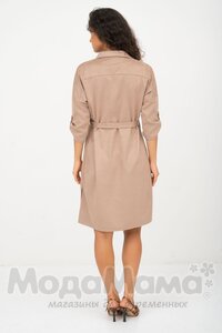 мм541-101878-Платье-рубашка для беременных, Бежевый