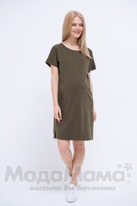 мм107-100402-Платье для беременных и кормящих, Т. хаки