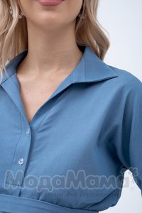 мм541-101859-Платье-рубашка для беременных, Голубой