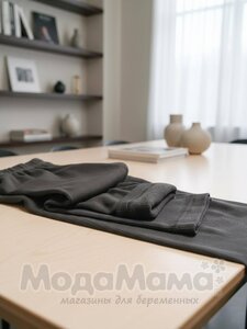 мм821-222116-Легинсы в рубчик утепленные (байка), Черный